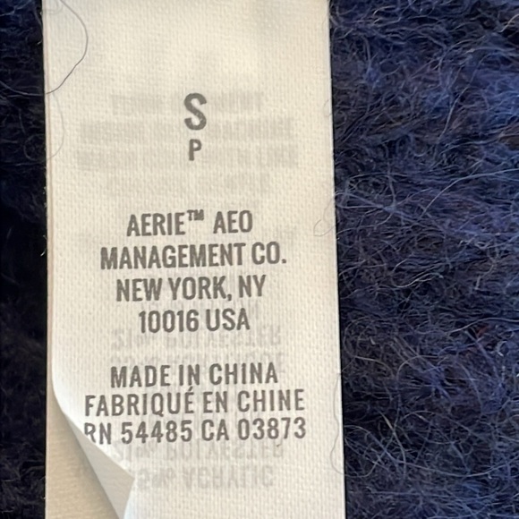 Aerie Navy Blue Wool Fuzzy Ribbed Sweater Tie Cardigan Long Sleeve NWOT - Picture 11 of 13